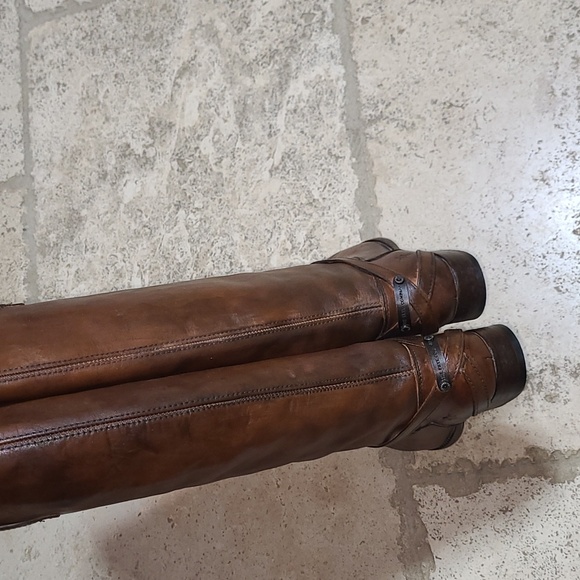 Frye Lindsay Plate Cognac Brown Tall Riding Boots Size 7 B - Picture 4 of 10